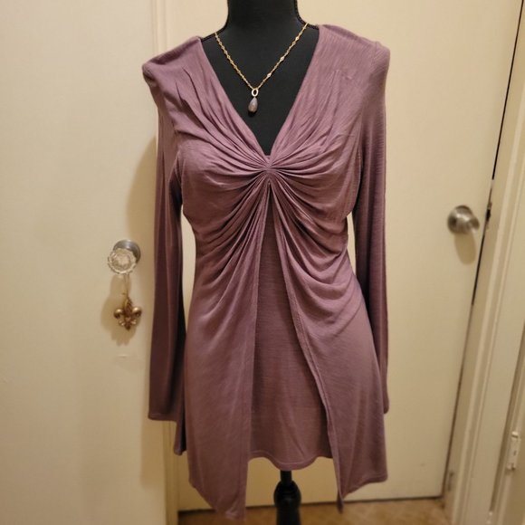Mauve, Draped, V-Neck Top - Picture 2 of 4